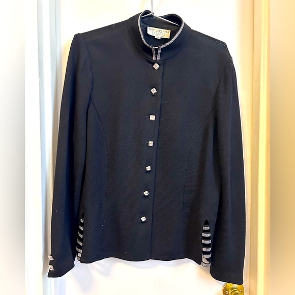 St. John Evening label black crystal embellished jacket - Picture 1 of 9